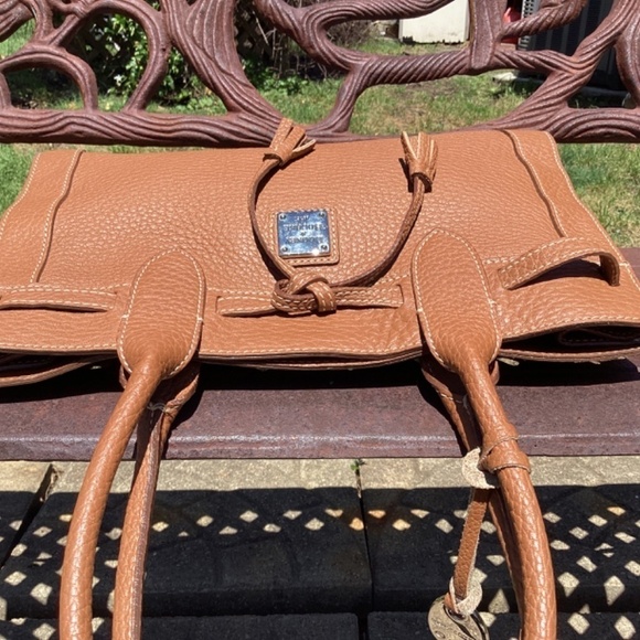 Dooney & Bourke Brown Pebble Leather Double Handle Satchel - Picture 5 of 9